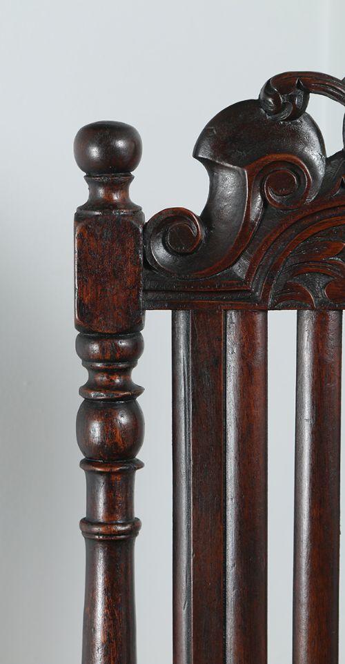 fig 6. Charles II Revival Walnut Hall Kitchen Dining Side Chair (Circa 1880)