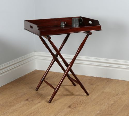 Victorian Mahogany Butlers Drinks Tray Table & Stand (Circa 1850)
