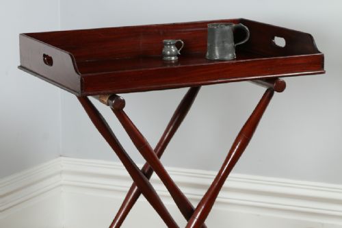 fig 2. Victorian Mahogany Butlers Drinks Tray Table & Stand (Circa 1850)