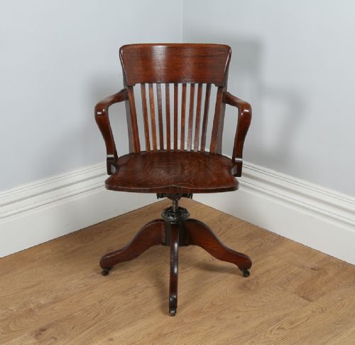 fig 1. Edwardian Oak Revolving Office Desk Armchair (Circa 1900)