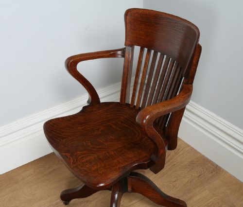 fig 3. Edwardian Oak Revolving Office Desk Armchair (Circa 1900)