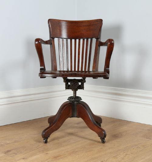 fig 2. Edwardian Oak Revolving Office Desk Armchair (Circa 1900)