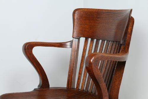fig 6. Edwardian Oak Revolving Office Desk Armchair (Circa 1900)