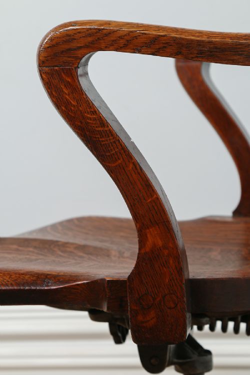 fig 8. Edwardian Oak Revolving Office Desk Armchair (Circa 1900)