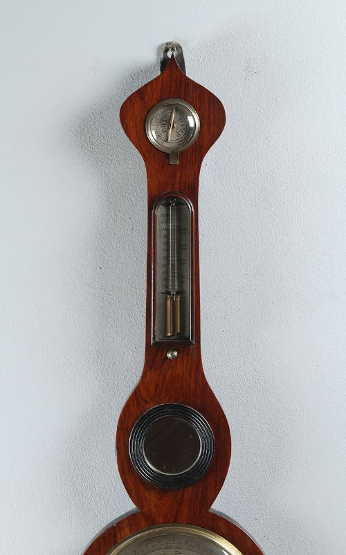 fig 1. Victorian Rosewood Banjo Wheel Wall Barometer by W. N. Telford, Chester (Circa 1860)
