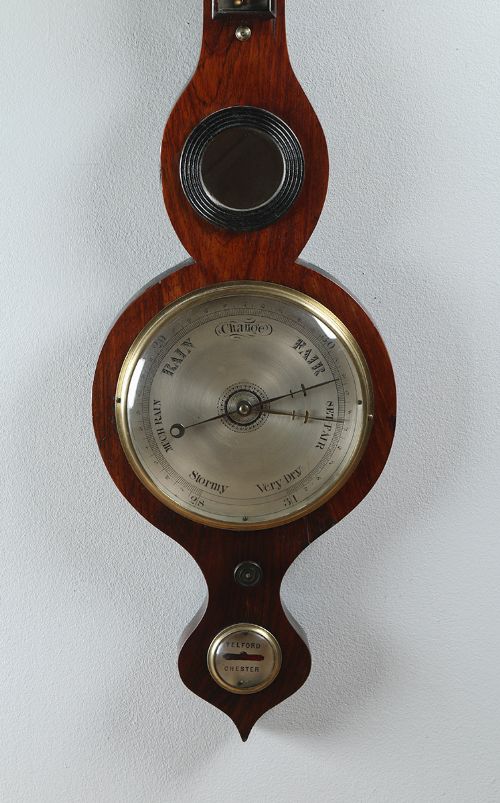 fig 4. Victorian Rosewood Banjo Wheel Wall Barometer by W. N. Telford, Chester (Circa 1860)