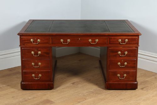 fig 1. Victorian 5ft Mahogany & Leather Double Sided Partners Pedestal Office Writing Desk (Circa 1860)