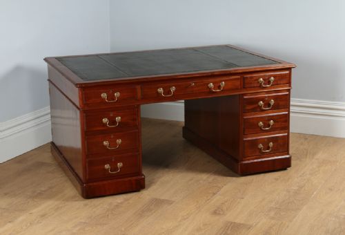 fig 2. Victorian 5ft Mahogany & Leather Double Sided Partners Pedestal Office Writing Desk (Circa 1860)