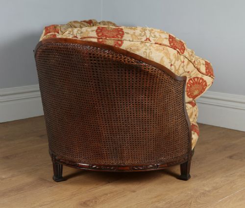 fig 4. Edwardian Three Piece Curved Mahogany Bergere Suite Cane Couch Settee Sofa Lounge Suite (Circa 1910)