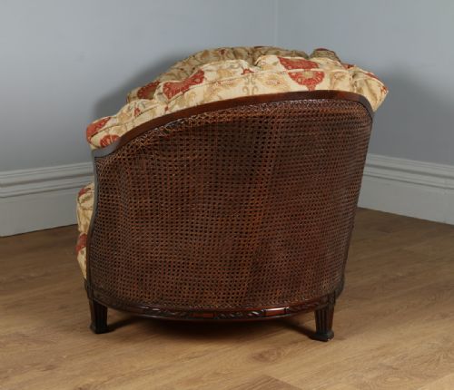 fig 5. Edwardian Three Piece Curved Mahogany Bergere Suite Cane Couch Settee Sofa Lounge Suite (Circa 1910)