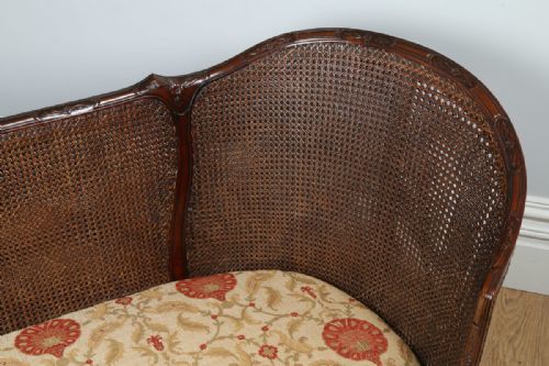 fig 6. Edwardian Three Piece Curved Mahogany Bergere Suite Cane Couch Settee Sofa Lounge Suite (Circa 1910)