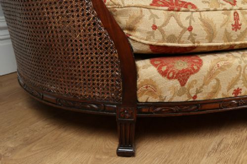 fig 7. Edwardian Three Piece Curved Mahogany Bergere Suite Cane Couch Settee Sofa Lounge Suite (Circa 1910)