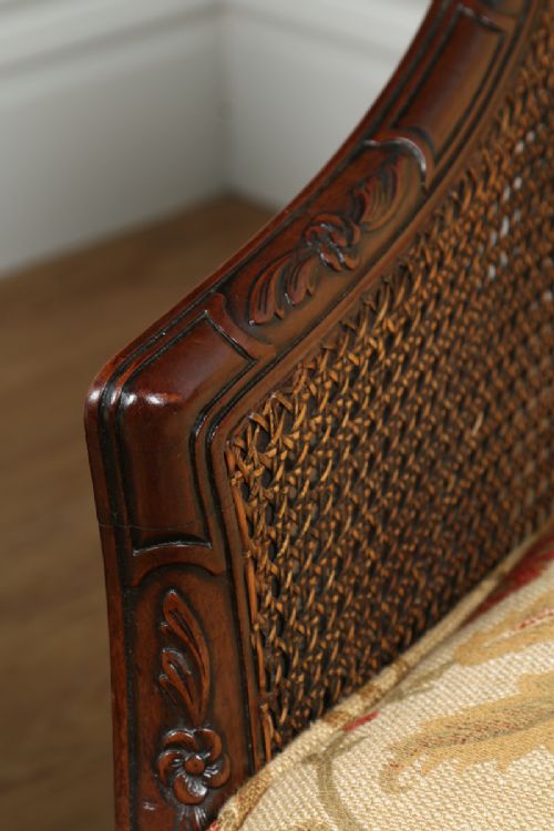 fig 9. Edwardian Three Piece Curved Mahogany Bergere Suite Cane Couch Settee Sofa Lounge Suite (Circa 1910)