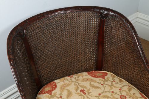 fig 10. Edwardian Three Piece Curved Mahogany Bergere Suite Cane Couch Settee Sofa Lounge Suite (Circa 1910)