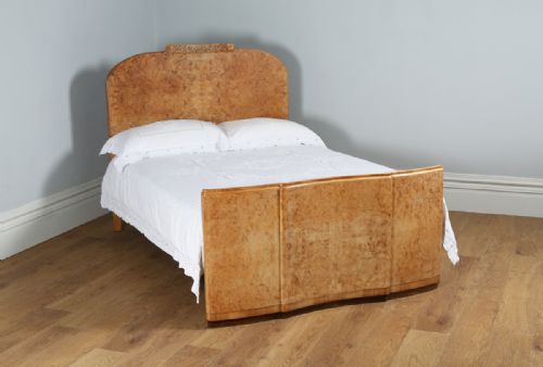 Art Deco Burr Walnut 4ft 6” Double Size Bed (Circa 1930)