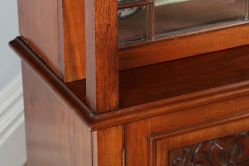 fig 4. Victorian Art Nouveau Mahogany Glass Display Bookcase Cabinet Cupboard by James Schoolbred & Co. (Circa 1890)