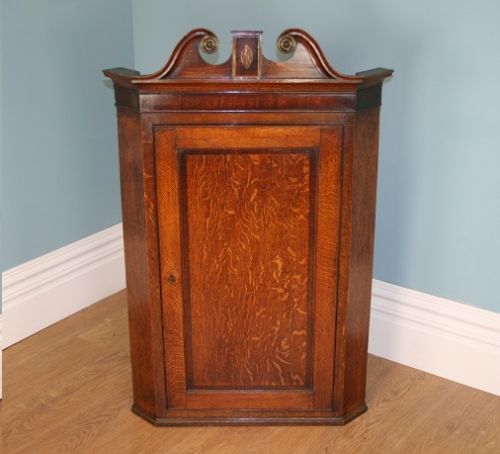 Antique George III Oak & Mahogany Cross Banded Corner Cupboard (Circa 1760 - 1780)