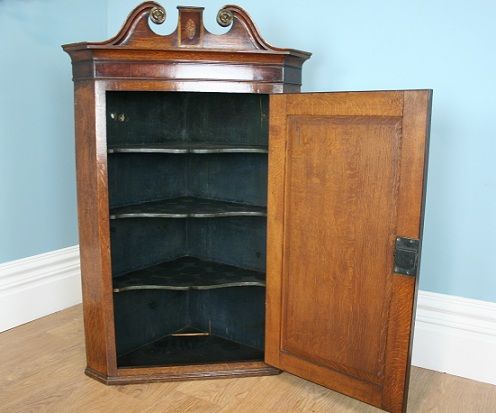 fig 5. Antique George III Oak & Mahogany Cross Banded Corner Cupboard (Circa 1760 - 1780)