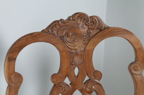fig 3. Chippendale Style Walnut Upholstered Settle Couch Bench (Circa 1920)