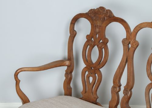 fig 4. Chippendale Style Walnut Upholstered Settle Couch Bench (Circa 1920)