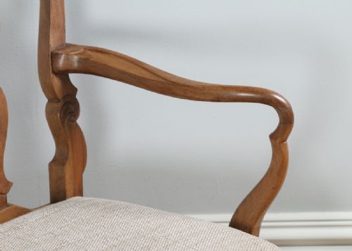 fig 5. Chippendale Style Walnut Upholstered Settle Couch Bench (Circa 1920)