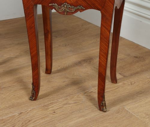 fig 7. Pair of French Louis XVI Tulipwood, Kingwood & Marquetry Serpentine Bombe Bedside Night Chests Cabinets Tables (Circa 1900)