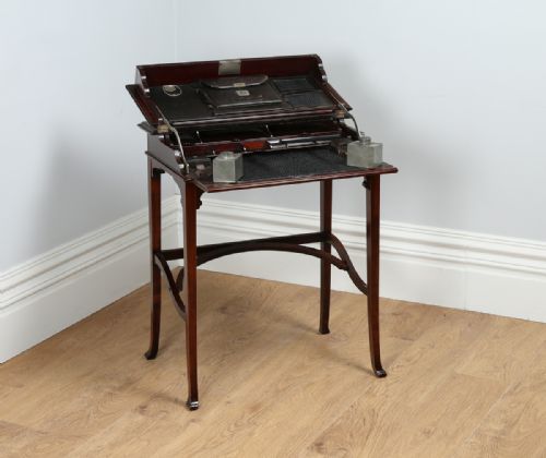 Edwardian Art Nouveau Colonial Metamorphic Compendium Military Mahogany & Leather Writing Table / Desk (Circa 1900)