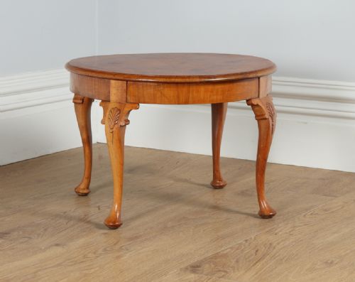 fig 2. Queen Anne Style Burr Walnut Circular Round Coffee Magazine Table (Circa 1920)