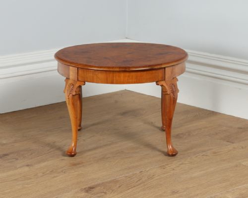 fig 3. Queen Anne Style Burr Walnut Circular Round Coffee Magazine Table (Circa 1920)
