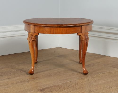 fig 4. Queen Anne Style Burr Walnut Circular Round Coffee Magazine Table (Circa 1920)