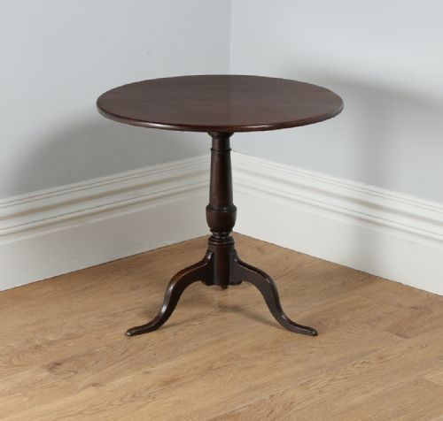 fig 1. Georgian English Red Walnut Full Size Tilt Top Tripod Wine Occasional Tea Supper Pedestal Circular Table (Circa 1780)