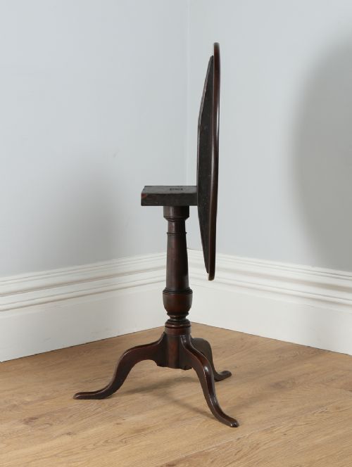 fig 8. Georgian English Red Walnut Full Size Tilt Top Tripod Wine Occasional Tea Supper Pedestal Circular Table (Circa 1780)