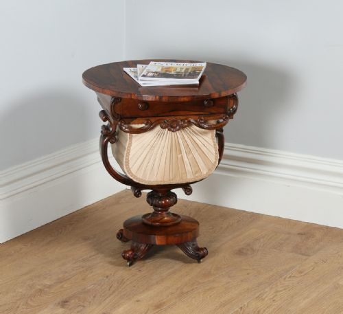 William IV Ladies Rosewood Circular Sewing Box Work Table (Circa 1840)