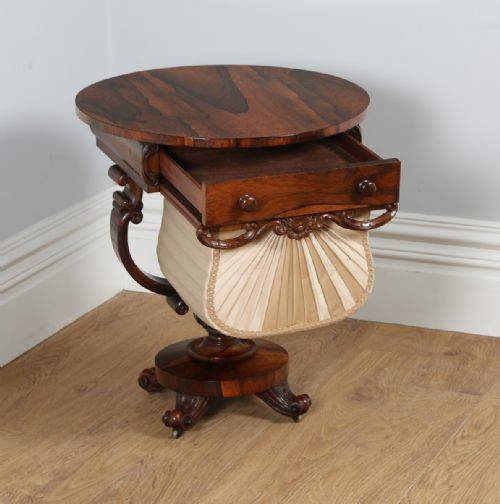 fig 7. William IV Ladies Rosewood Circular Sewing Box Work Table (Circa 1840)
