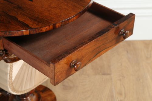 fig 8. William IV Ladies Rosewood Circular Sewing Box Work Table (Circa 1840)