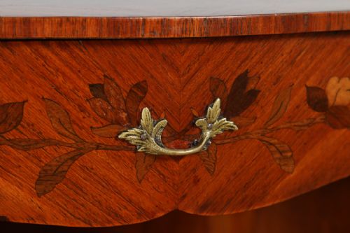 fig 5. Pair of French Louis XVI Tulipwood, Kingwood & Marquetry Serpentine Bedside Night Stands Chests Cabinets Tables (Circa 1900)