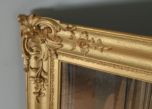 fig 4. Antique Victorian English Needlework Berlin Tapestry Picture In Carved Floral Gilt Wood Gesso Frame (Circa 1860)