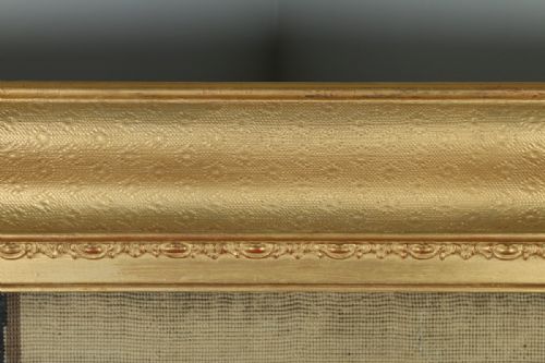 fig 5. Antique Victorian English Needlework Berlin Tapestry Picture In Carved Floral Gilt Wood Gesso Frame (Circa 1860)
