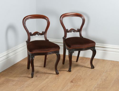 Pair of Victorian Cuban Mahogany Balloon Back Kitchen Dining Hall Chairs (Circa 1850)
