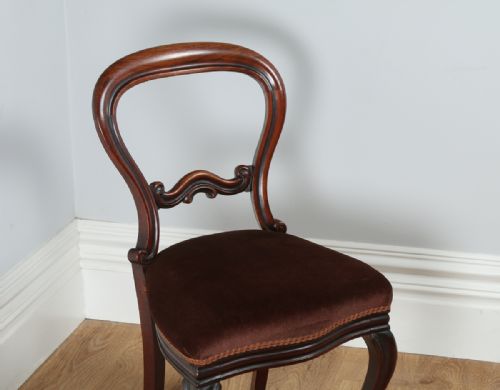 fig 3. Pair of Victorian Cuban Mahogany Balloon Back Kitchen Dining Hall Chairs (Circa 1850)