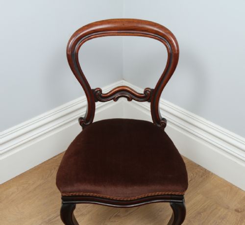 fig 4. Pair of Victorian Cuban Mahogany Balloon Back Kitchen Dining Hall Chairs (Circa 1850)