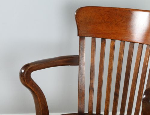 fig 2. Edwardian Oak & Green Leather Revolving Hillcrest Office Desk Chair (Circa 1910)