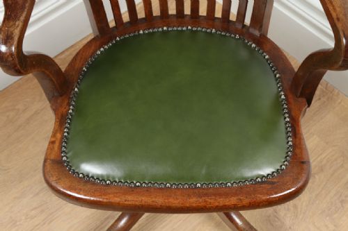 fig 4. Edwardian Oak & Green Leather Revolving Hillcrest Office Desk Chair (Circa 1910)