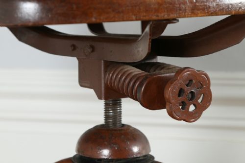 fig 5. Edwardian Oak & Green Leather Revolving Hillcrest Office Desk Chair (Circa 1910)