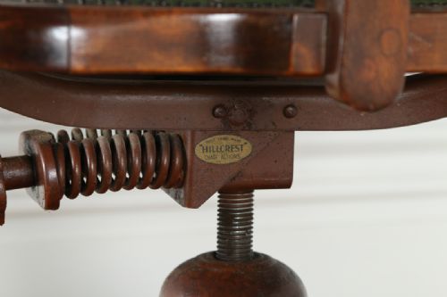 fig 6. Edwardian Oak & Green Leather Revolving Hillcrest Office Desk Chair (Circa 1910)