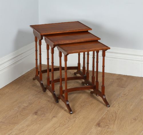 Edwardian Set of Three Trio Walnut Nest of Coffee / Side Tables (Circa 1900)