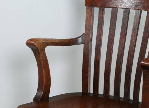 fig 4. Edwardian Oak Revolving Office Desk Library Chair (Circa 1910)