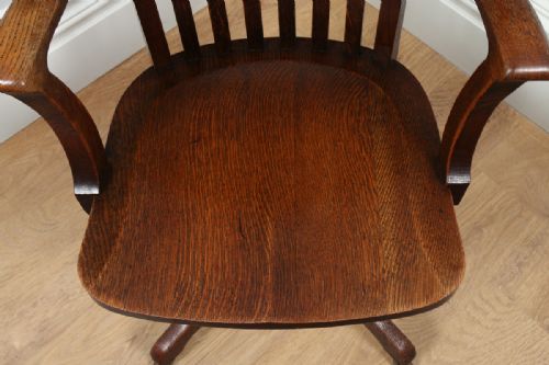 fig 6. Edwardian Oak Revolving Office Desk Library Chair (Circa 1910)