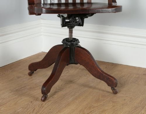 fig 7. Edwardian Oak Revolving Office Desk Library Chair (Circa 1910)