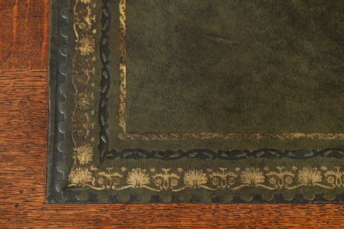 fig 3. French 5ft 2” Oak & Leather Carved Double Sided Partners Pedestal Office Writing Desk (Circa 1850)
